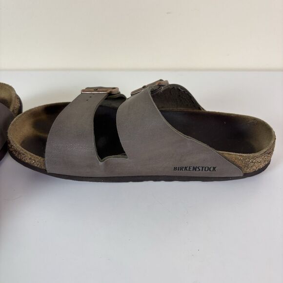 Birkenstock Arizona Sandals Size 39 Regular Brown Leather Soft Footbed Trashed - Picture 15 of 16